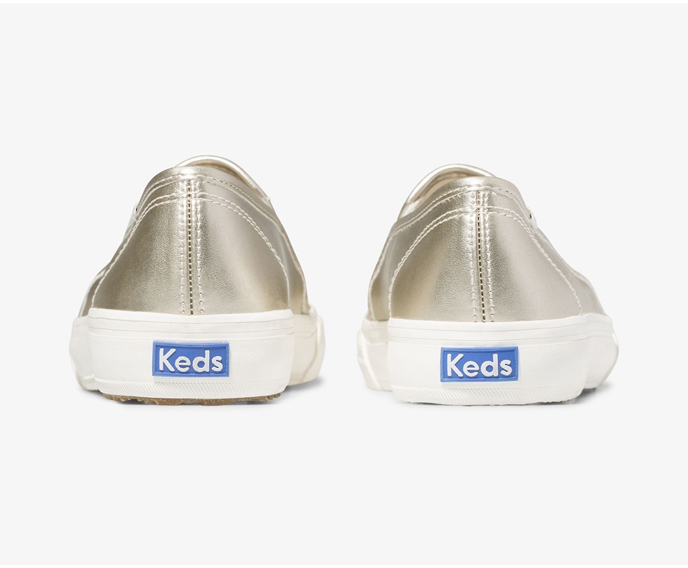 Keds Slip Ons Gold - Double Decker Metallic - Womens BSJHMX-786